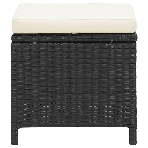 4 Piece Garden Chair And Stool Set Poly Rattan Black Patio Chairs