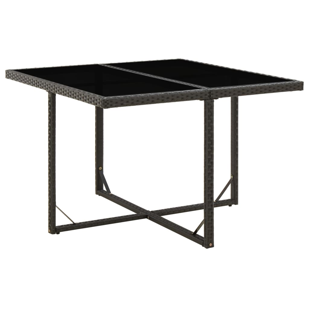 Garden Table Black 109X107x74 Cm Poly Rattan And Glass Patio & Garden Tables