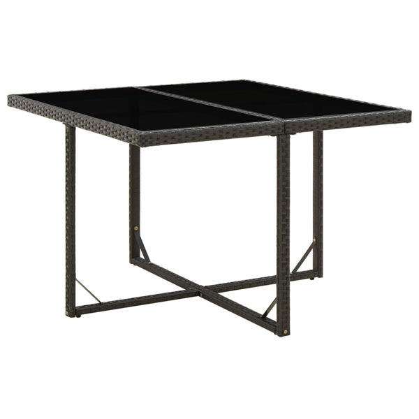 Garden Table Black 109X107x74 Cm Poly Rattan And Glass Patio & Garden Tables