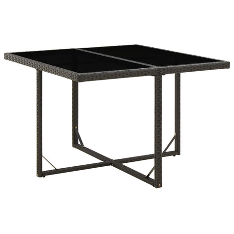 Garden Table Black 109X107x74 Cm Poly Rattan And Glass Patio & Garden Tables