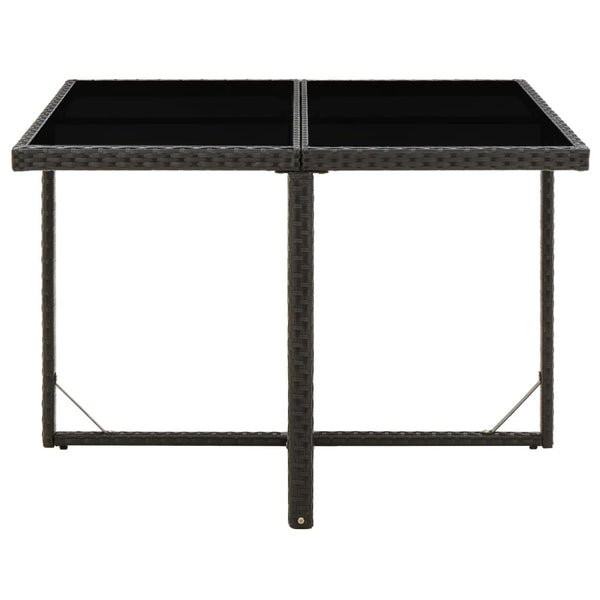 Garden Table Black 109X107x74 Cm Poly Rattan And Glass Patio & Garden Tables
