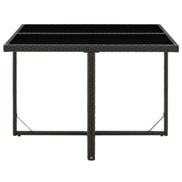 Garden Table Black 109X107x74 Cm Poly Rattan And Glass Patio & Garden Tables