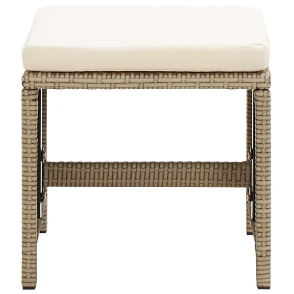 Vidaxl Garden Stools 4 Pcs With Cushions Poly Rattan Beige Benches Bar Stools