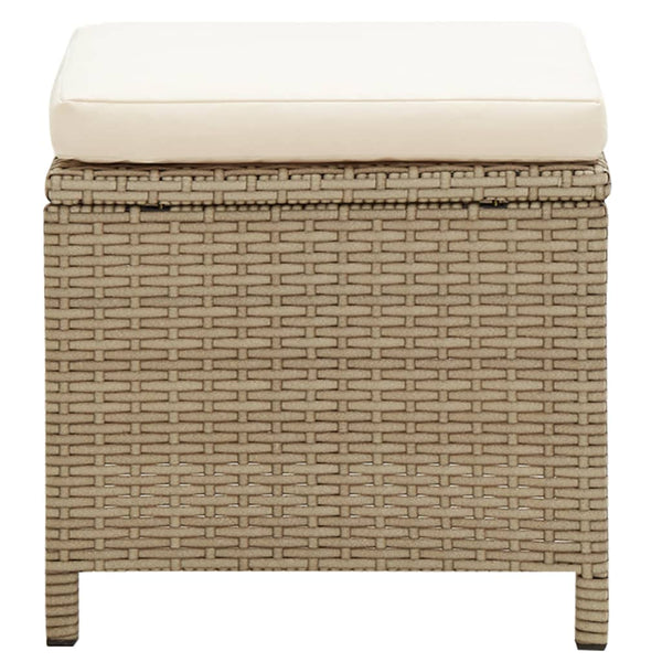 Vidaxl Garden Stools 4 Pcs With Cushions Poly Rattan Beige Benches Bar Stools