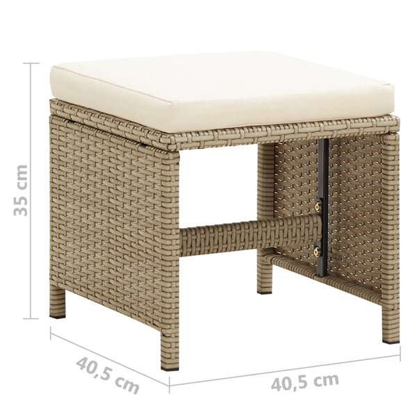 Vidaxl Garden Stools 4 Pcs With Cushions Poly Rattan Beige Benches Bar Stools