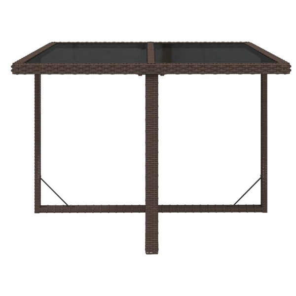 Garden Table Brown 109X107x74 Cm Poly Rattan And Glass Patio & Garden Tables