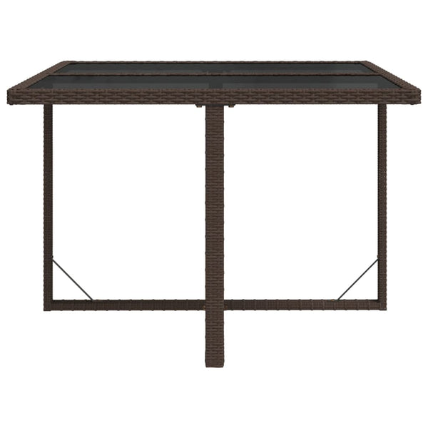 Garden Table Brown 109X107x74 Cm Poly Rattan And Glass Patio & Garden Tables