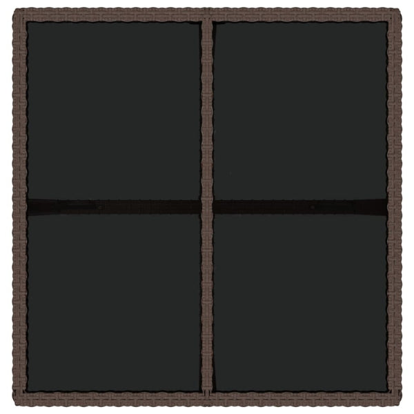 Garden Table Brown 109X107x74 Cm Poly Rattan And Glass Patio & Garden Tables