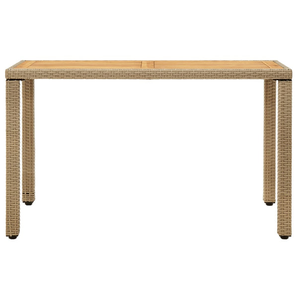 Vidaxl Garden Table Beige 123X60x74cm Poly Rattan And Solid Acacia Wood Patio & Garden Tables