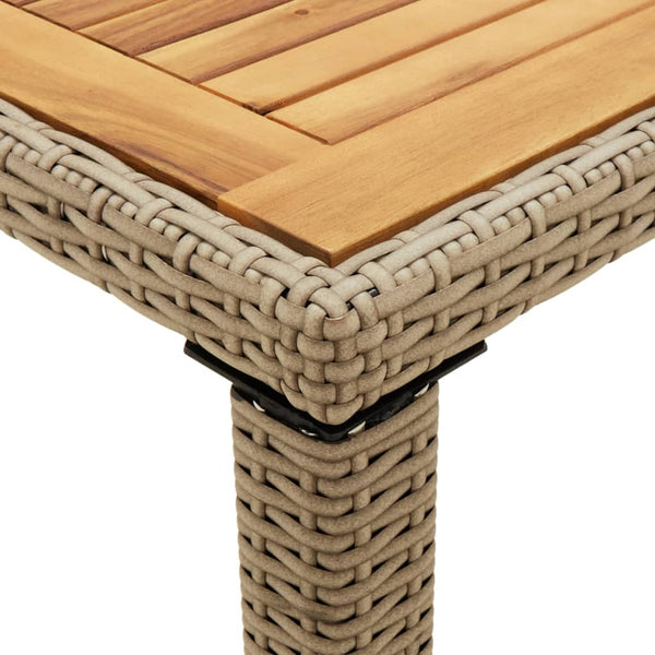 Garden Table Beige 123X60x74 Cm Poly Rattan&Solid Wood Acacia Patio & Garden Tables