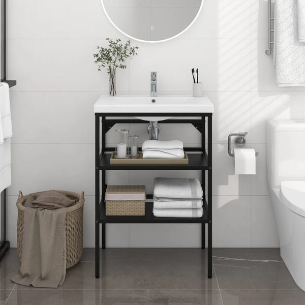 Bathroom Washbasin Frame Black 59X38x83 Cm Iron Bathroom Cabinets
