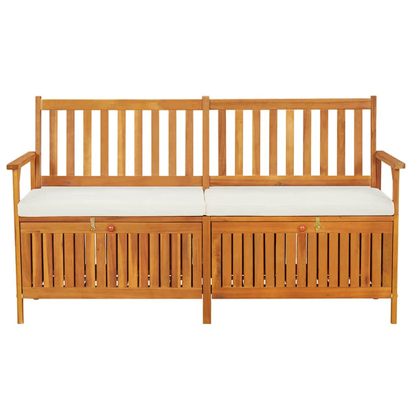 Vidaxl Acacia Wood Storage Bench With Cream Cushion 170Cm Storage Boxes