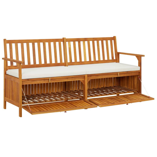 Storage Bench With Cushion 170 Cm Solid Wood Acacia Patio Benches