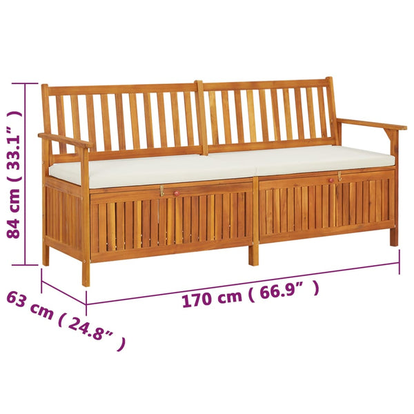 Storage Bench With Cushion 170 Cm Solid Wood Acacia Patio Benches