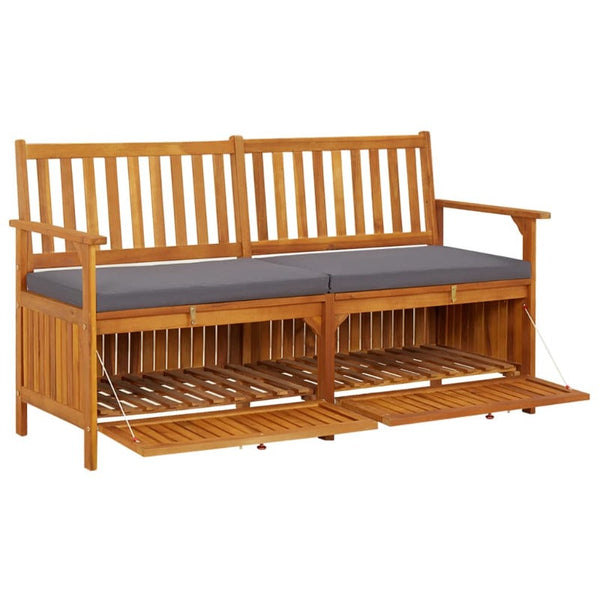 Benches Storage Bench With Cushion 148 Cm Solid Wood Acacia
