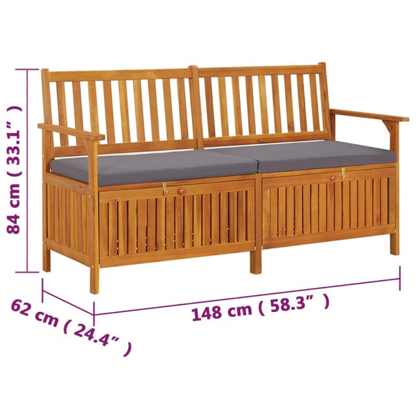 Benches Storage Bench With Cushion 148 Cm Solid Wood Acacia