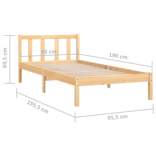 Vidaxl Bed Frame Without Mattress Solid Wood 90X190 Cm Single Bed Frames