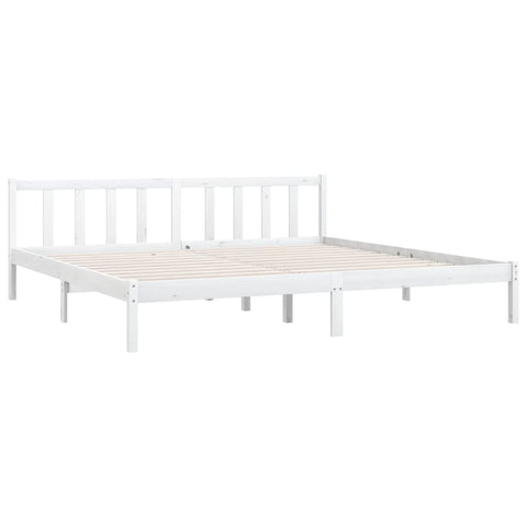 Bed Frame White Solid Wood Pine 183X203 Cm King Size King Bed Frames