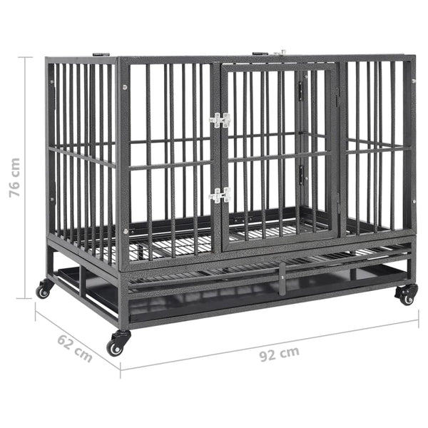 Dog Cages Dog Cage With Wheels Steel 92X62x76 Cm