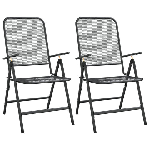 Folding Garden Chairs 2 Pcs Expanded Metal Mesh Anthracite Patio Chairs
