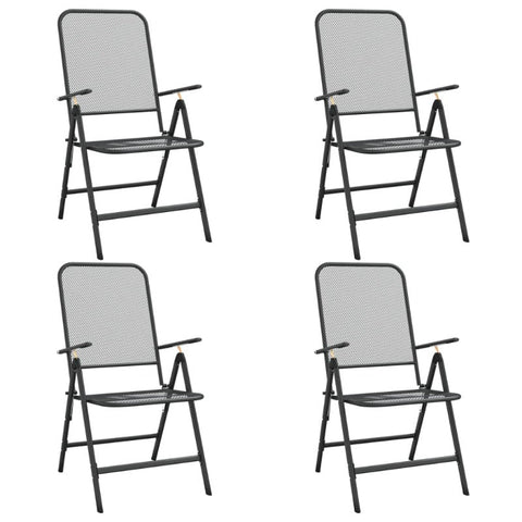 Folding Garden Chairs 4 Pcs Expanded Metal Mesh Anthracite