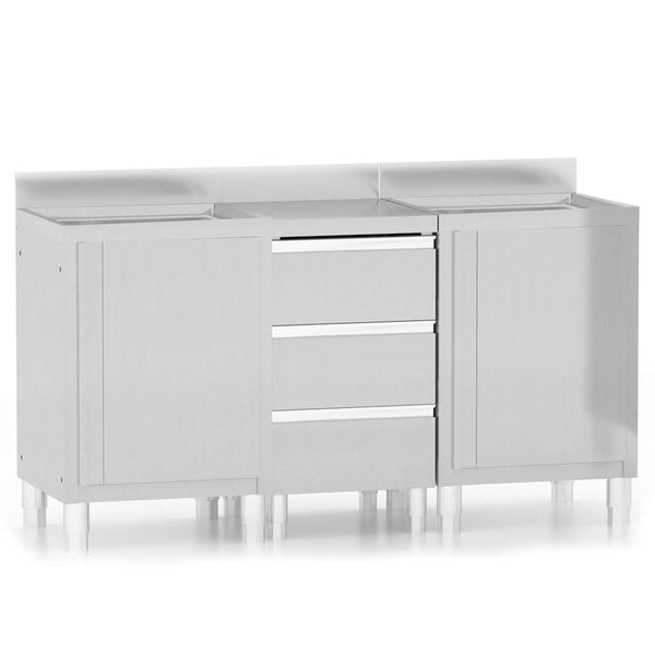 Vidaxl Commercial Kitchen Cabinets 3 Pcs Stainless Steel Cabinets & Cupboards