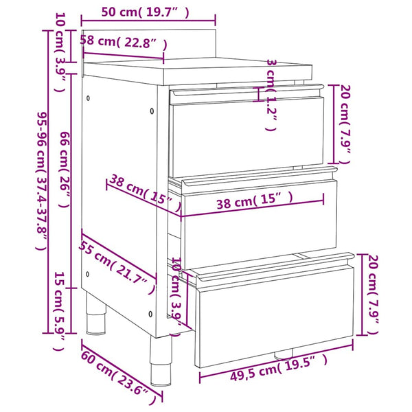 Vidaxl Commercial Kitchen Cabinets 3 Pcs Stainless Steel Cabinets & Cupboards