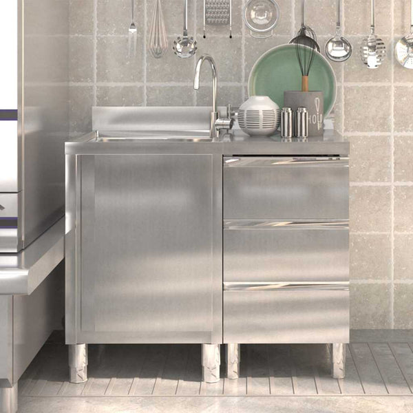 Vidaxl Commercial Kitchen Cabinets 2 Pcs Stainless Steel Cabinets & Cupboards