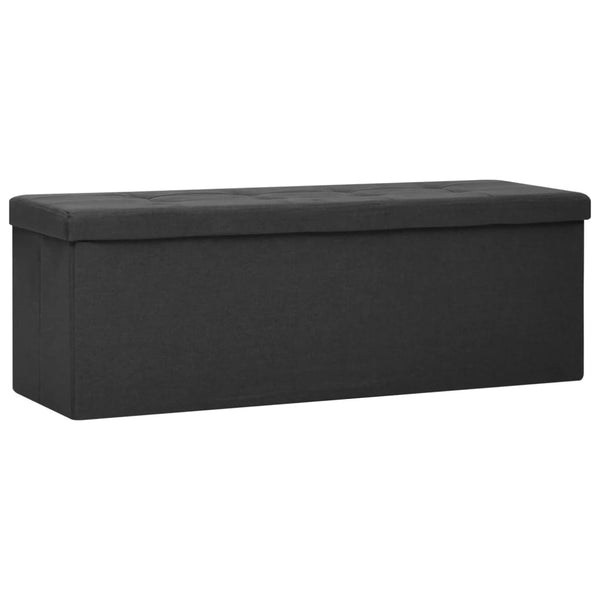 Vidaxl Folding Storage Bench Black Faux Linen Storage Boxes