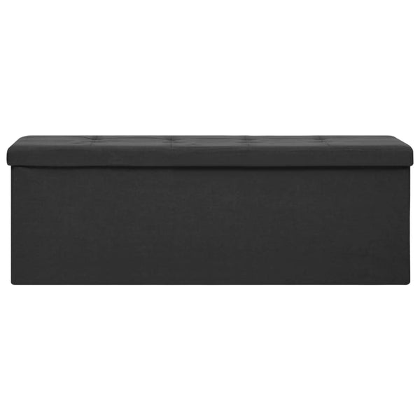 Vidaxl Folding Storage Bench Black Faux Linen Storage Boxes