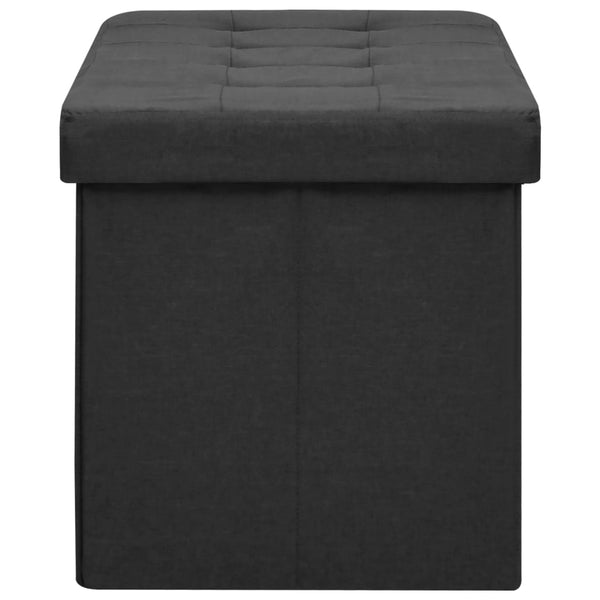 Vidaxl Folding Storage Bench Black Faux Linen Storage Boxes