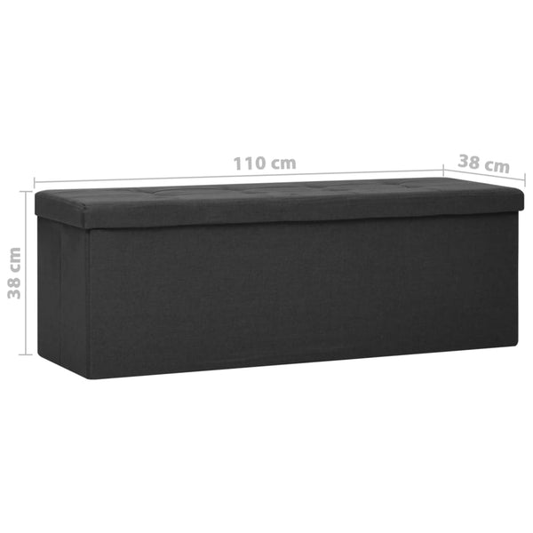 Vidaxl Folding Storage Bench Black Faux Linen Storage Boxes