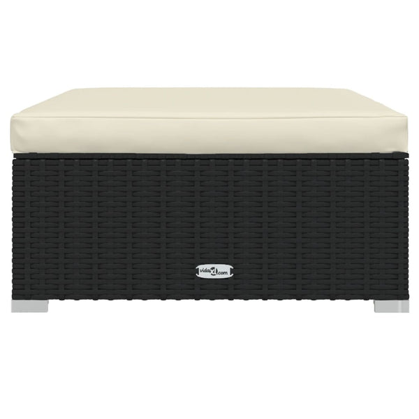 Garden Footrest With Cushion Black 70X70x30 Cm Poly Rattan Ottomans Footstools & Poufs