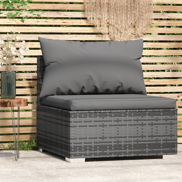 Garden Middle Sofa With Cushions Grey Poly Rattan Patio Chairs