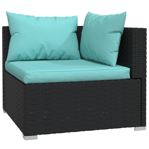 2 Seater Sofa With Cushions Black Poly Rattan Patio Chairs