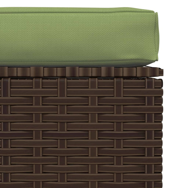 Garden Footrest With Cushion Brown 70X70x30 Cm Poly Rattan Ottomans Footstools & Poufs