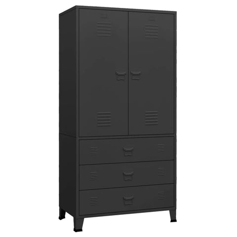 Wardrobe Black 90X50x180 Cm Metal Wardrobes