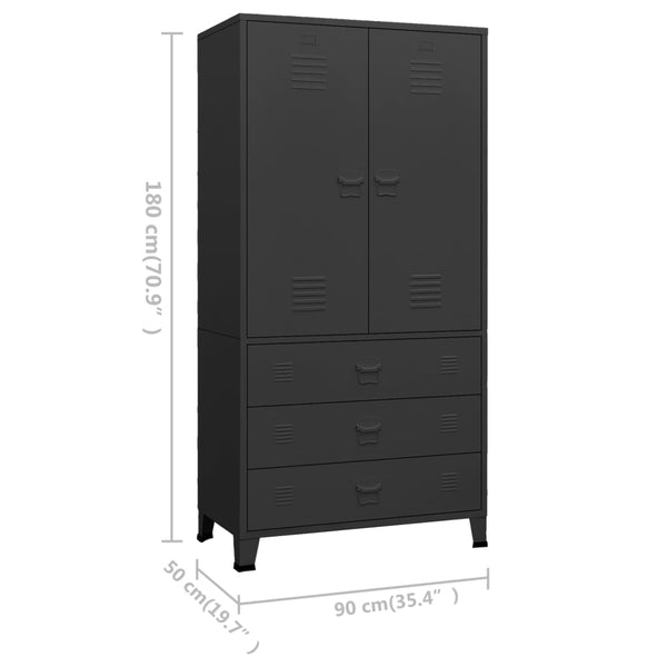 Wardrobes Industrial Wardrobe Black 90X50x180 Cm Metal