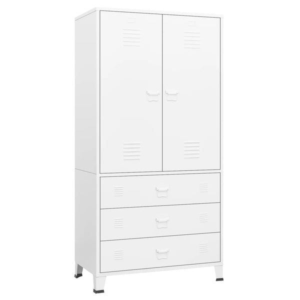 Vidaxl Industrial Wardrobe White 90X50x180 Cm Metal Wardrobes