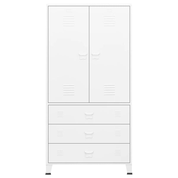 Vidaxl Industrial Wardrobe White 90X50x180 Cm Metal Wardrobes