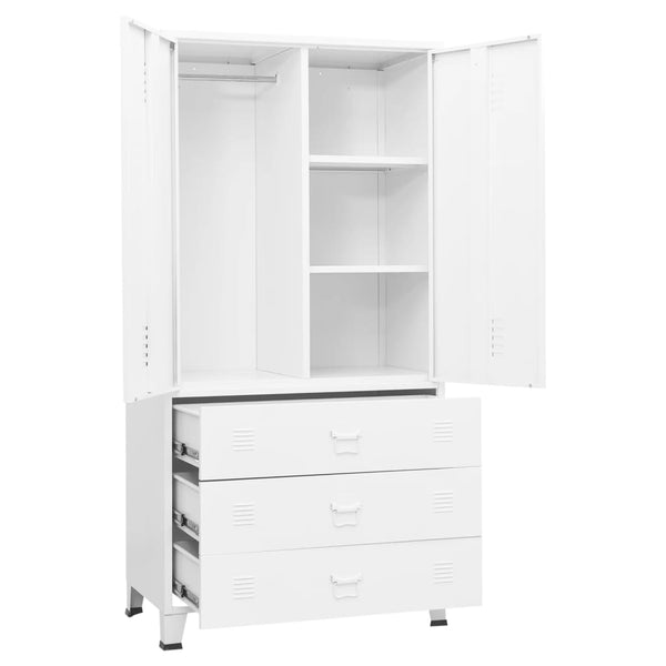 Vidaxl Industrial Wardrobe White 90X50x180 Cm Metal Wardrobes