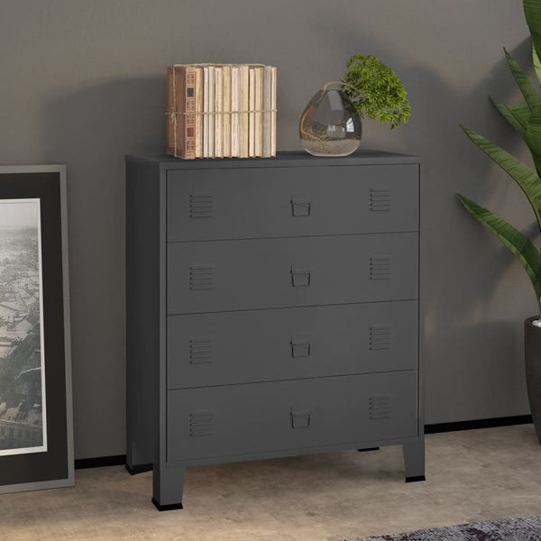 Industrial Drawer Cabinet Anthracite 78X40x93 Cm Metal Cabinets & Cupboards