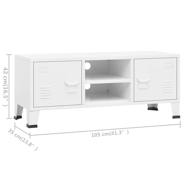 Tv Cabinet White 105X35x42 Cm Metal Tv Stands & Entertainment Units