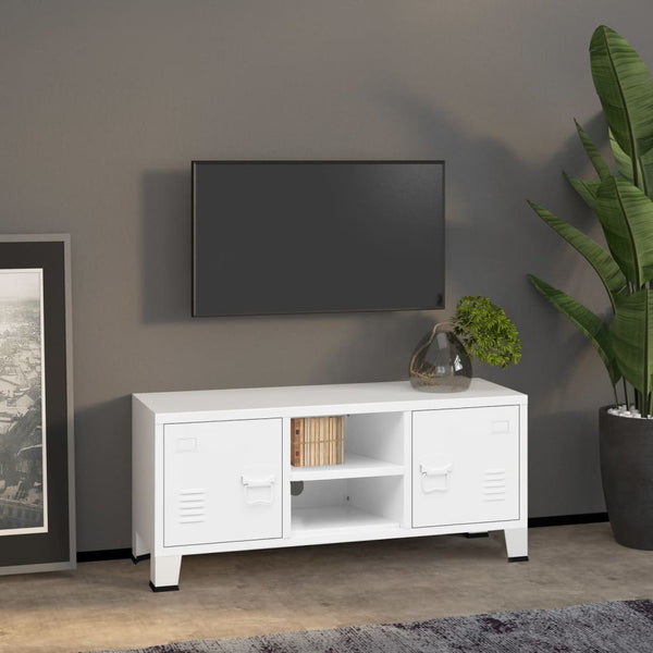 Tv Cabinet White 105X35x42 Cm Metal Tv Stands & Entertainment Units