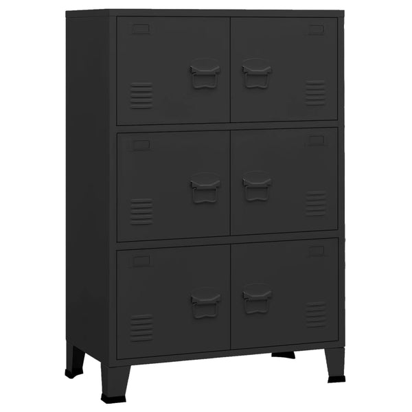 Vidaxl Industrial Storage Chest Black 75X40x115 Cm Metal Cabinets & Cupboards