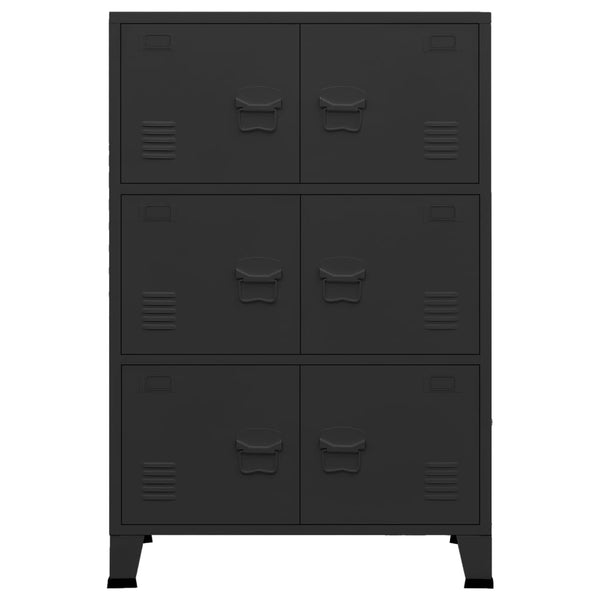 Vidaxl Industrial Storage Chest Black 75X40x115 Cm Metal Cabinets & Cupboards