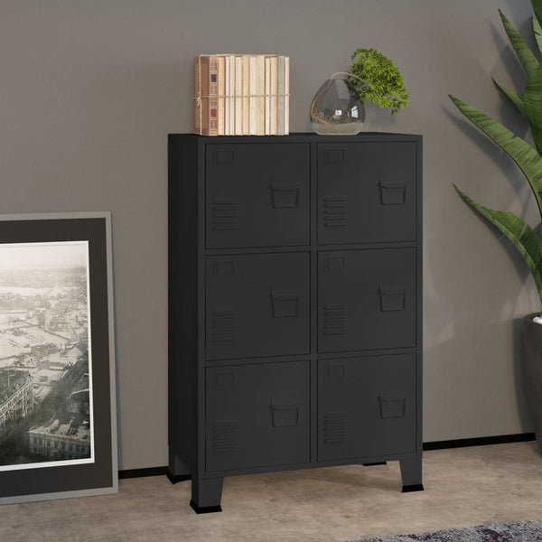 Vidaxl Industrial Storage Chest Black 75X40x115 Cm Metal Cabinets & Cupboards