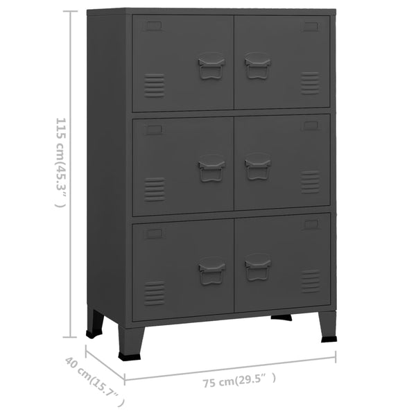 Vidaxl Industrial Storage Chest Anthracite 75X40x115 Cm Metal Storage Boxes