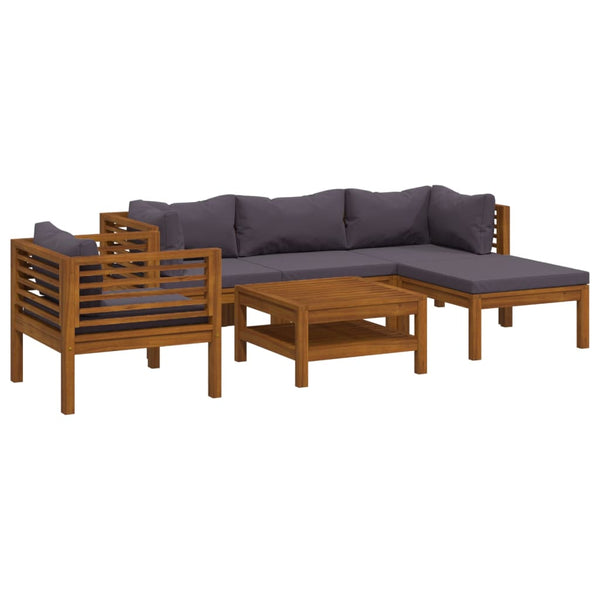 6 Piece Garden Lounge Set With Cushion Solid Acacia Wood Patio Furniture Sets