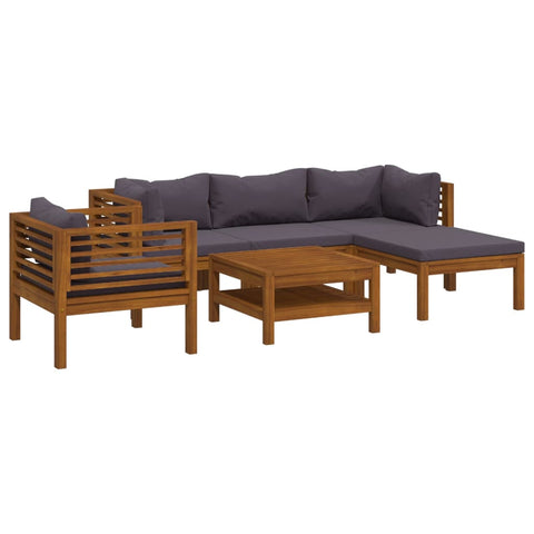 6 Piece Garden Lounge Set With Cushion Solid Acacia Wood Patio Furniture Sets
